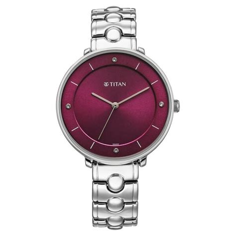 Buy Online Titan Workwear Quartz Analog Maroon Dial Silver Colour Metal ...