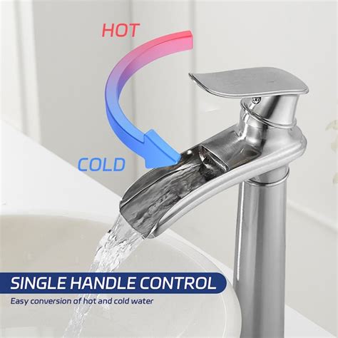 BWE Brushed Nickel Vessel 1-Handle Bathroom Sink Faucet with Drain A ...