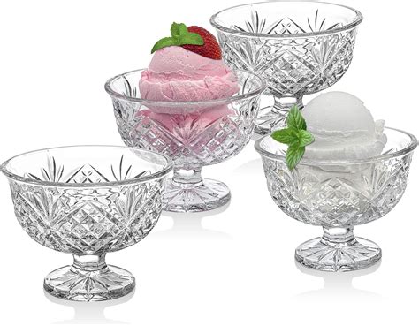 Amazon.com: Wongblee Vintage Glass Ice Cream Cups 380ml/13oz ...