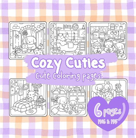 Cozy Cuties: Super Cute & Cozy Coloring Pages, 6 Adorable PDF and PNG ...