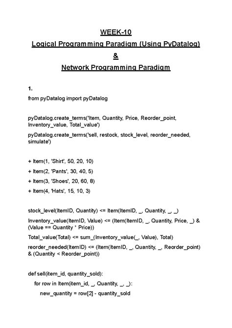 week assignment - WEEK- Logical Programming Paradigm (Using PyDatalog ...