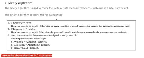 Image result for Safety Algorithm Example Problem