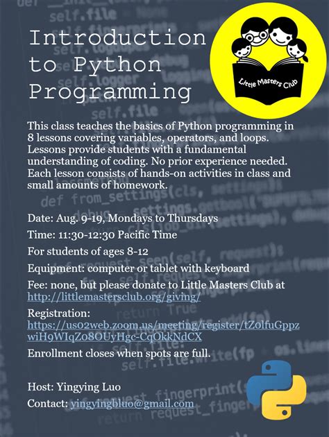 Image result for Python Tutorial Class Flyer