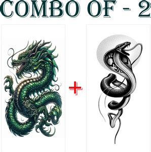 voorkoms Green Dragon & Snake Temporary Tattoo For Male And Female ...