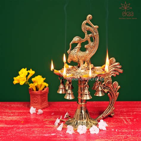 Brass Peacock Diya Bells with Handle – Ekaa Handicrafts
