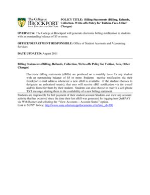 Fillable Online brockport Billing Statements (Billing, Refunds ...