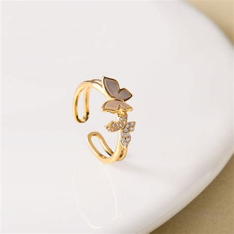 Ring Online - Premium Flutter Duo Gold Butterfly Ring | Nestasia