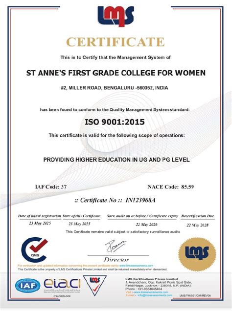 St.Anne's First Grade College for Women | Accredited by NAAC