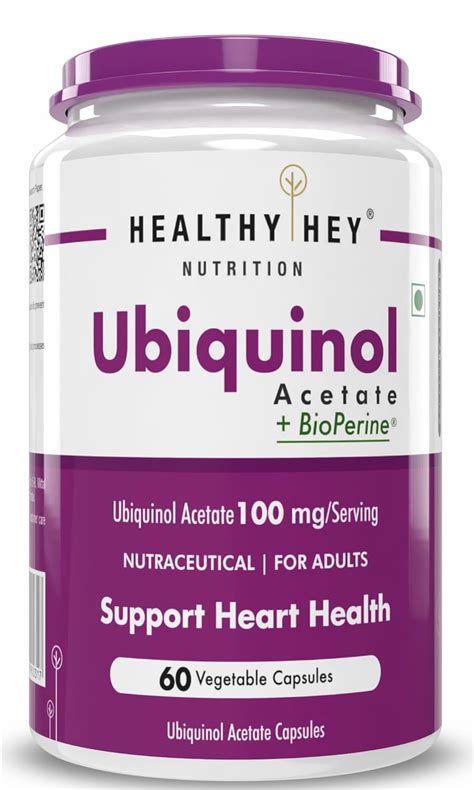 HealthyHey Nutrition Ubiquinol - Acetate - (60 Veg Capsules) : Amazon ...