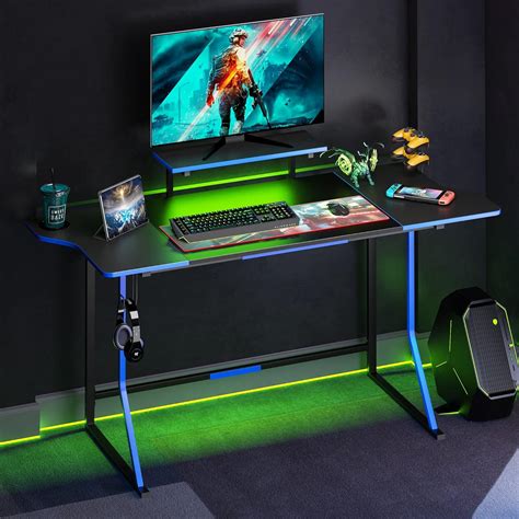 Bestier 63 Inch Gaming Desk with Led Lights PC India | Ubuy