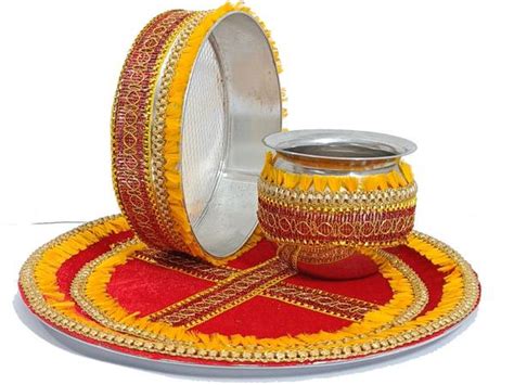 KAVIM Karwa chauth thali, with lota, channi, Stainless Steel - Price ...