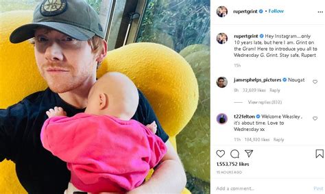 'Harry Potter' star Rupert Grint makes Instagram debut, shares adorable ...