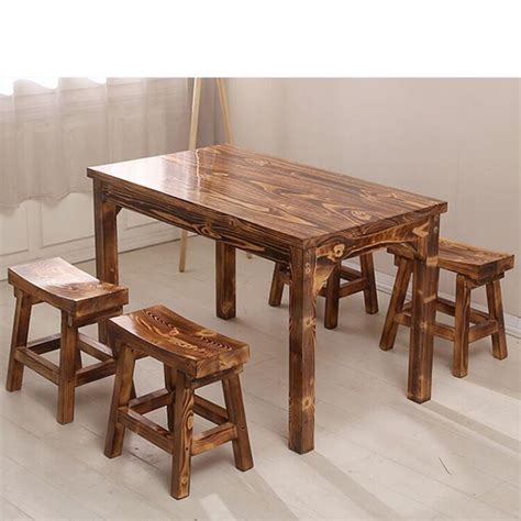 北欧风原木餐饮桌椅靠背椅 新中式餐椅实木西餐厅椅子餐桌椅组合-阿里巴巴