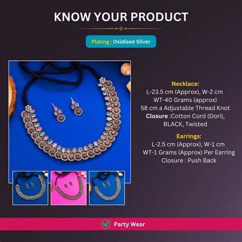 Buy Latest Oxidized German Silver Floral Necklace with Tear Drop Stones ...