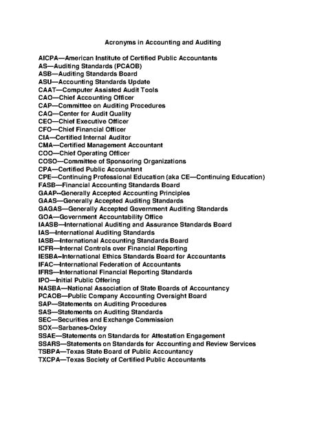 Acronyms in Accounting and Auditing - Acronyms in Accounting and ...