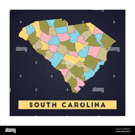 South Carolina map. US state poster with regions. Shape of South ...
