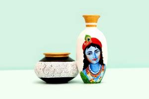 Artej Lord Krishna and Krishna’s Makhan Handi Hand Painted on ...