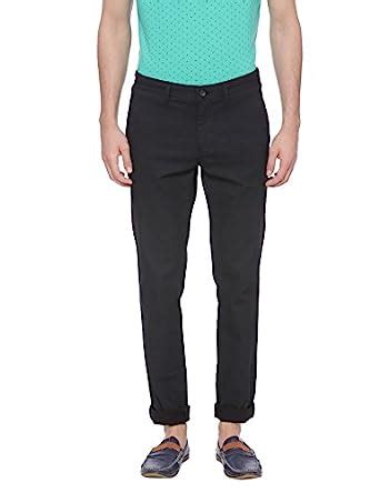 Buy BASICS Tapered Fit Jet Black Printed Stretch Trouser_42 at Amazon.in