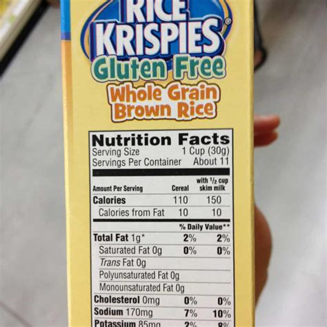 Rice Krispies Nutrition Facts Label
