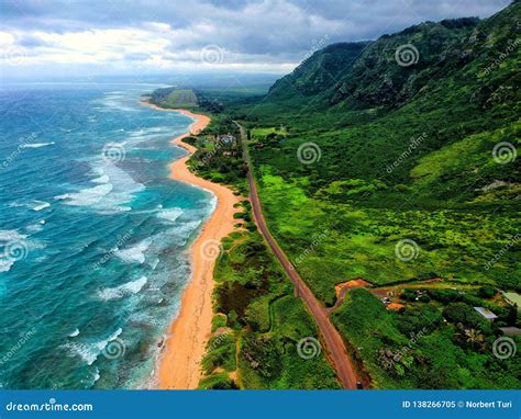 North shore of Oahu Hawaii stock image. Image of road - 138266705