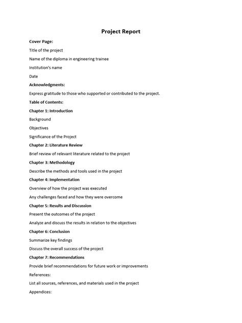 Image result for Project Report Format Example
