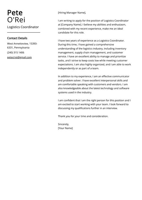 Logistics Coordinator Cover Letter: Job Description, Sample & Guide