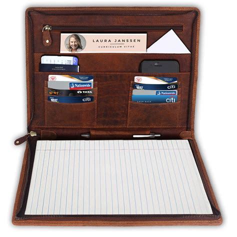 Rustic Town Leather Zipper Portfolio Bag File Folder- Interview/Legal ...