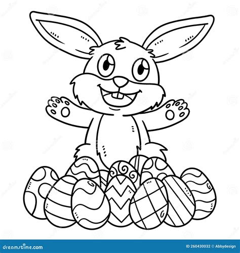 Bunny with Easter Egg Isolated Coloring Page Stock Vector - Illustration of christian, april ...