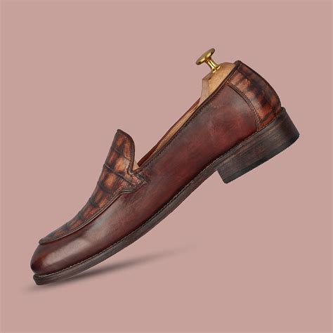Dark Brown Jones Croc Leather Loafers – jackwalk