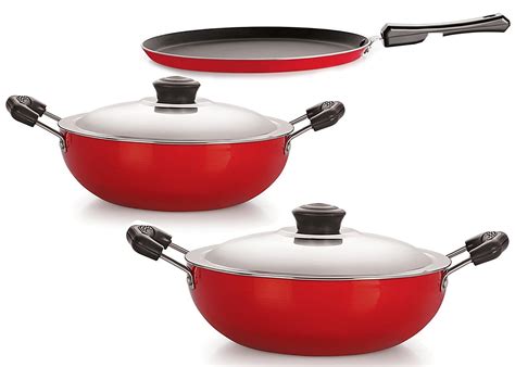 Buy Omic Non Stick Gift Set of Dosa Tawa, Kadhai 1.5 L & Kadhai 2 L ...