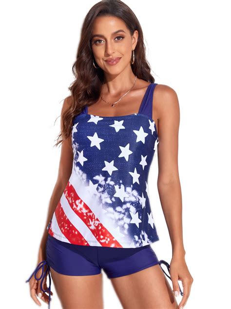 Tankini Bathing Suits for Women Retro Modest Two Piece Swimsuits Tummy ...