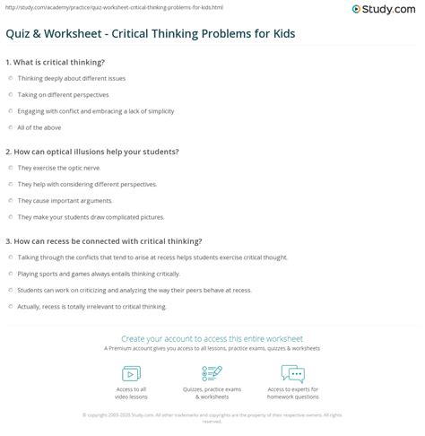 Critical Thinking Questions And Answers