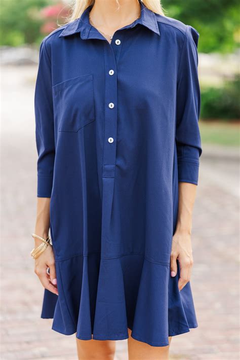 Share Your Story Navy Blue Shirt Dress – Shop the Mint