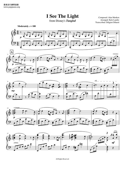 Disney-Tangled - I See The Light Sheet Music pdf, (ディズニー) - Free Score Download ★