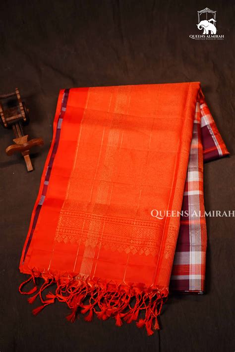 Maroon With Orange Pure Soft Silk Saree – Queens Jewel Emporium