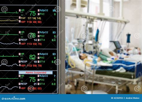 Patients monitoring in ICU stock image. Image of clinic - 4236955
