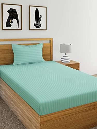 Homefab India 160 TC Stripe Glace Cotton Single BedSheet with 1 Pillow ...