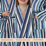 Rangoli Pinstripe Women 420 GSM Cotton Bathrobe - Multicolor