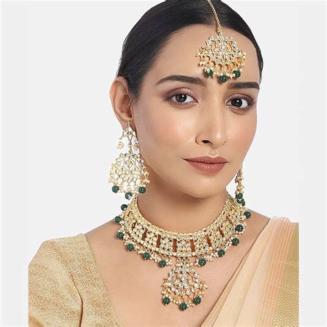 Etnico 18K Gold Plated Traditional Handcrafted Kundan & Pearl Studded ...
