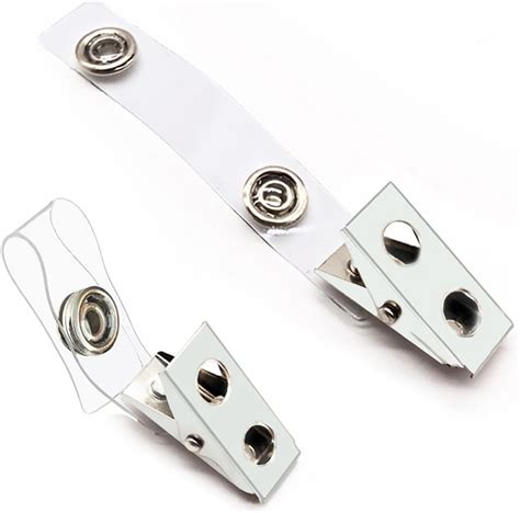 Amazon.com : 50Pcs Premium Metal Badge Clips with Clear PVC Straps for ...