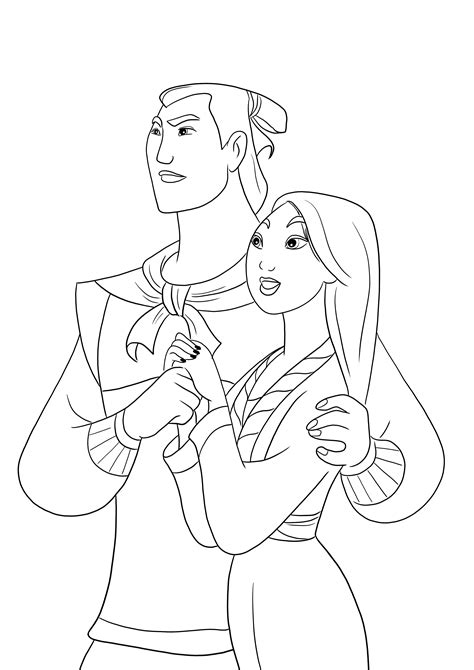 Mulan y Li Shang descarga o impresión gratuita e imagen para colorear fácil