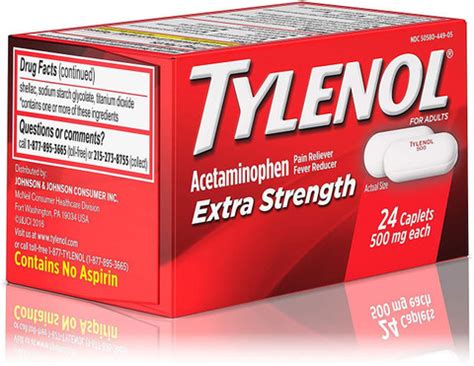 Tylenol Extra Strength Caplets, 500 Mg, 24 Count Capsules - Buy Baby ...