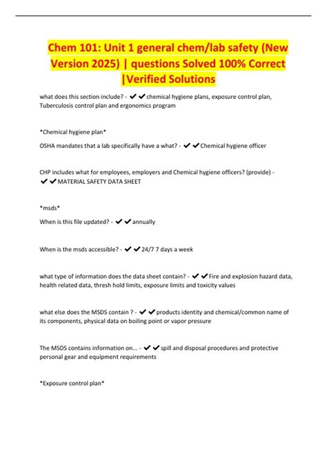 Chem 101: Unit 1 general chem/lab safety (New Version 2025) | questions ...