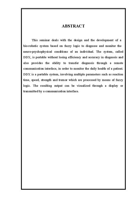 Disease Detection Using Bio-Robotics - ABSTRACT This seminar deals with ...