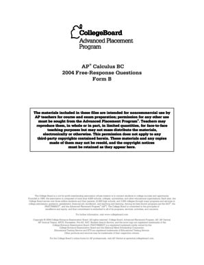 Fillable Online 2004 AP Calculus BC Free-Response Questions Form B. AP ...