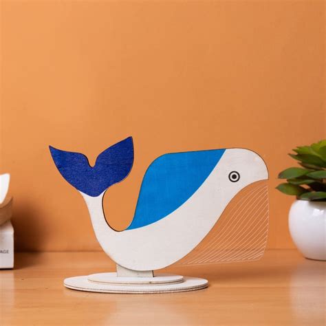 Artistic Blue Whale Wooden Acrylic 3D Light – The June Shop