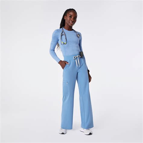 Women's High Waisted Isabel Wide Leg Scrub Pants - Ceil Blue · FIGS