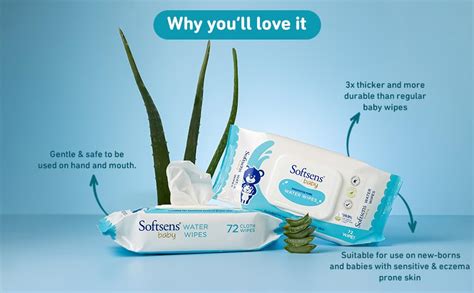 Buy Softsens Baby 99.9% Pure Water Wipes | Pure Aloe Vera Extract with ...