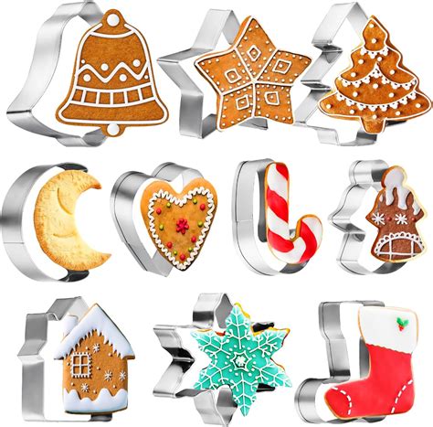 Christmas Cookie Cutter Set - 10Pcs 3'' Stainless Steel Christmas ...
