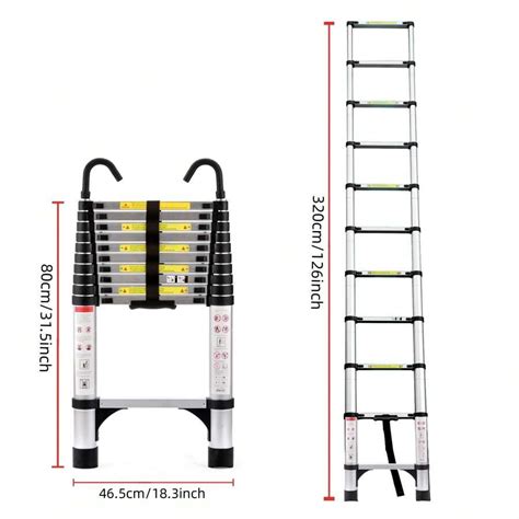 8.5FT Telescopic Ladder, Telescopic Aluminum Alloy Multi-Purpose ...